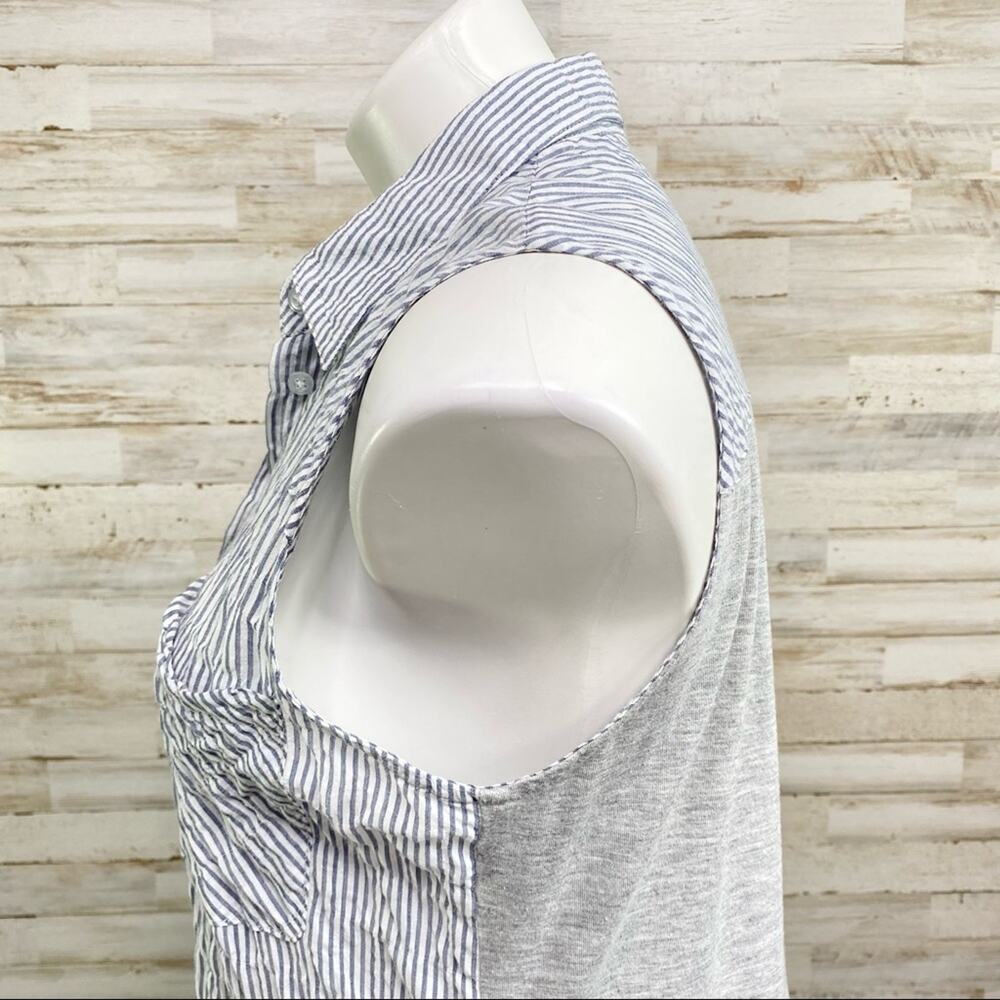 Anthro Drew Striped Top Womens Size S Blue Gray Crinkle Front Knit Back - Picture 7 of 15